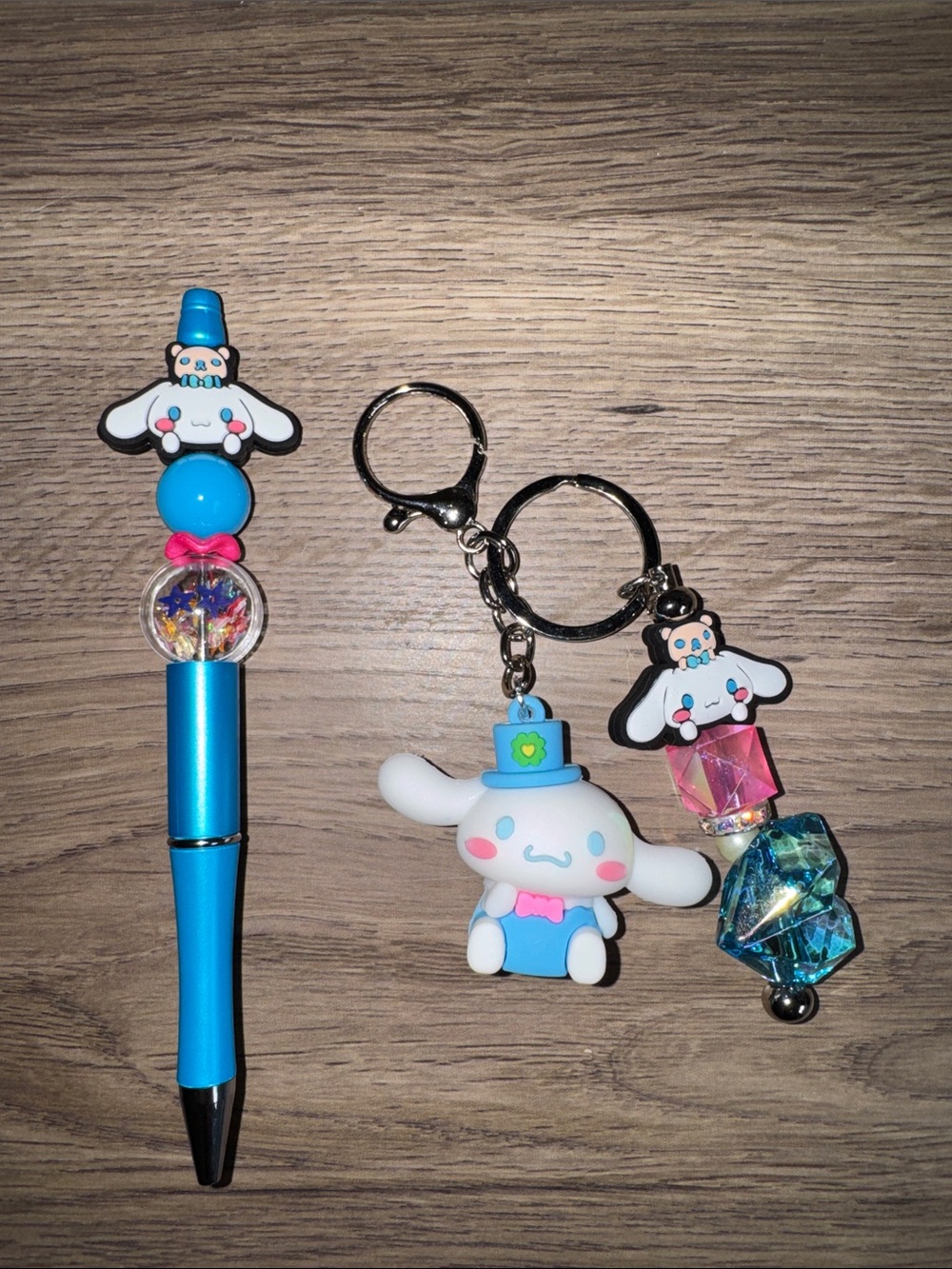 Blue Cinnamoroll-Inspired Pen and Keychain Set